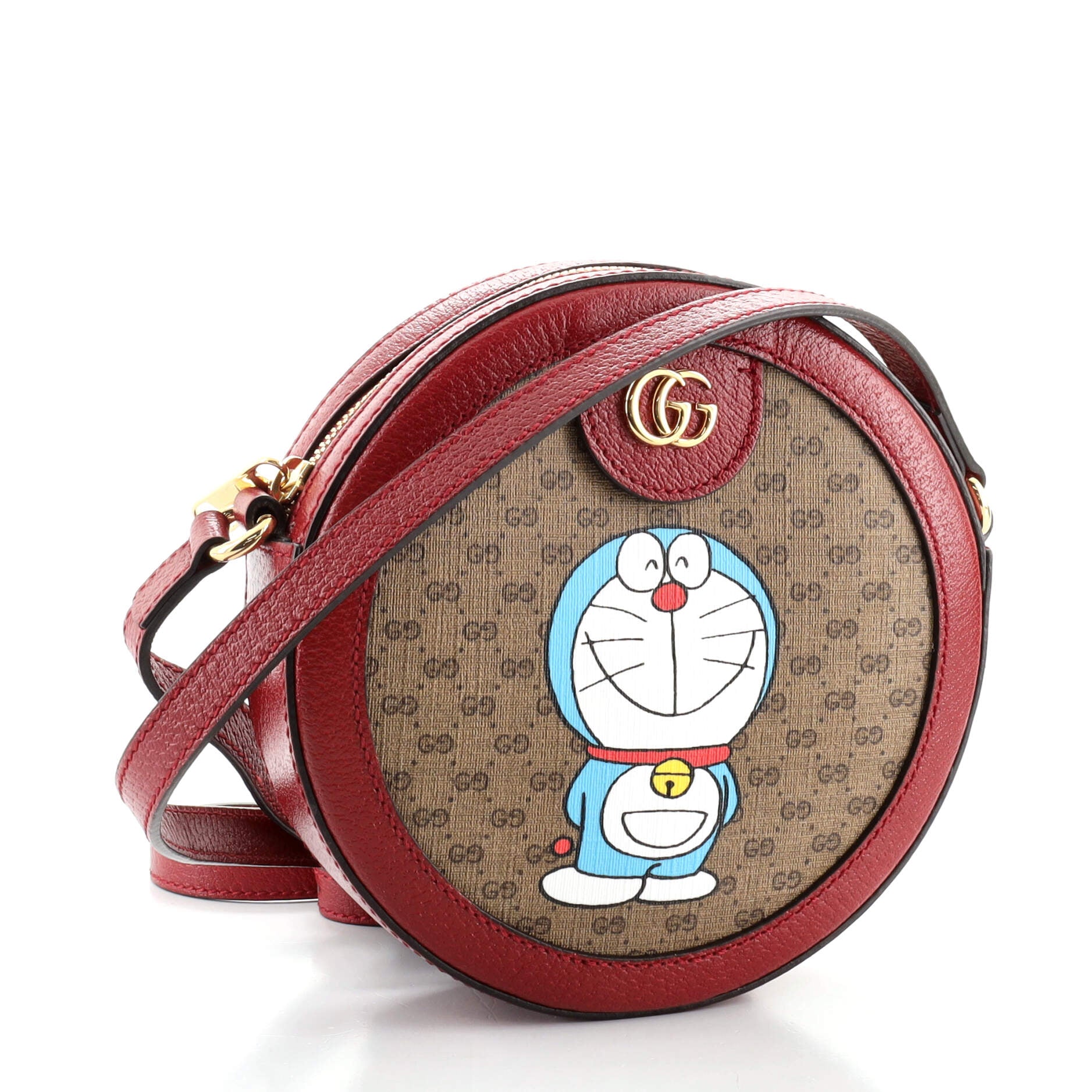 Doraemon Round Shoulder Bag Printed Mini GG Coated Canvas