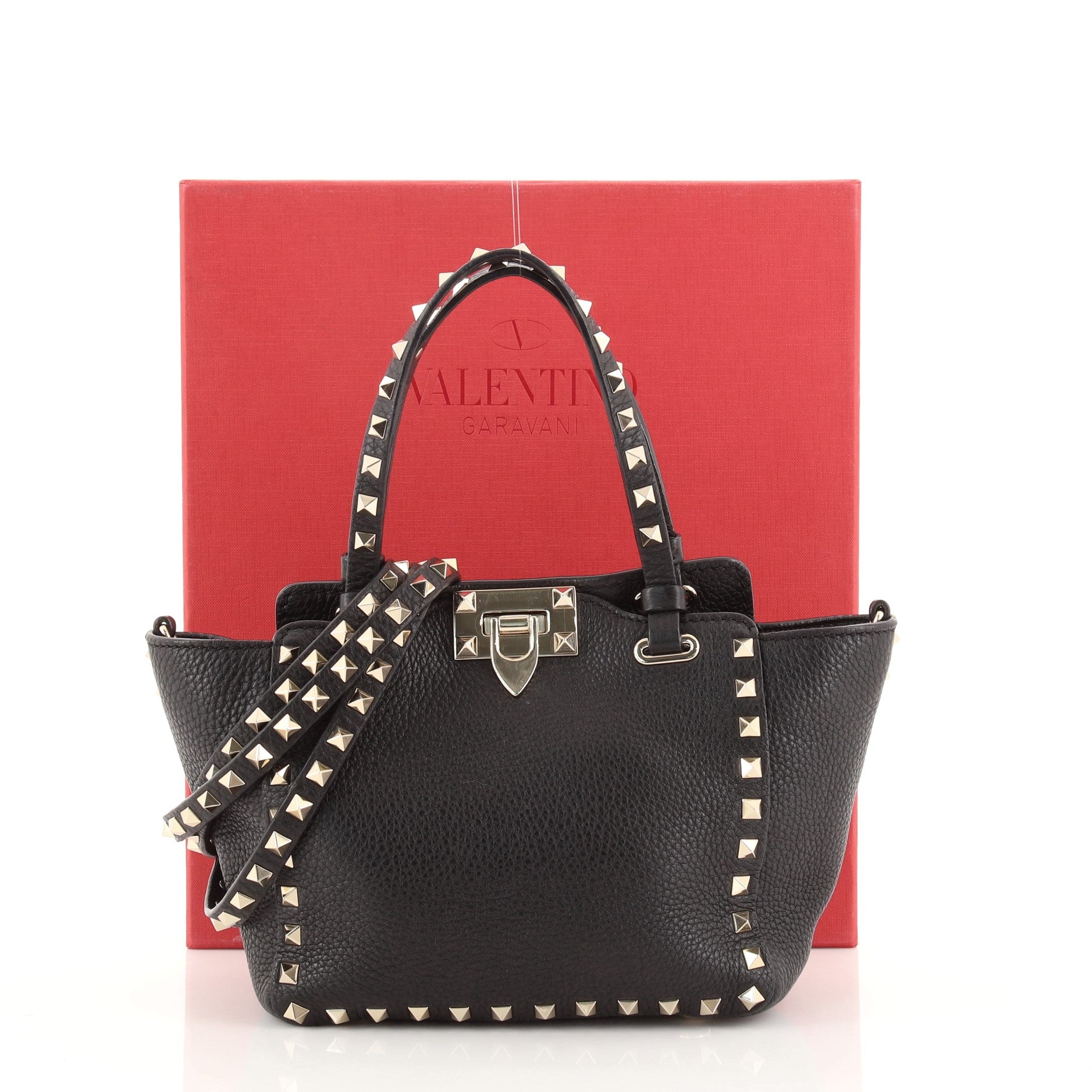 Rockstud Tote Pebbled Leather Mini