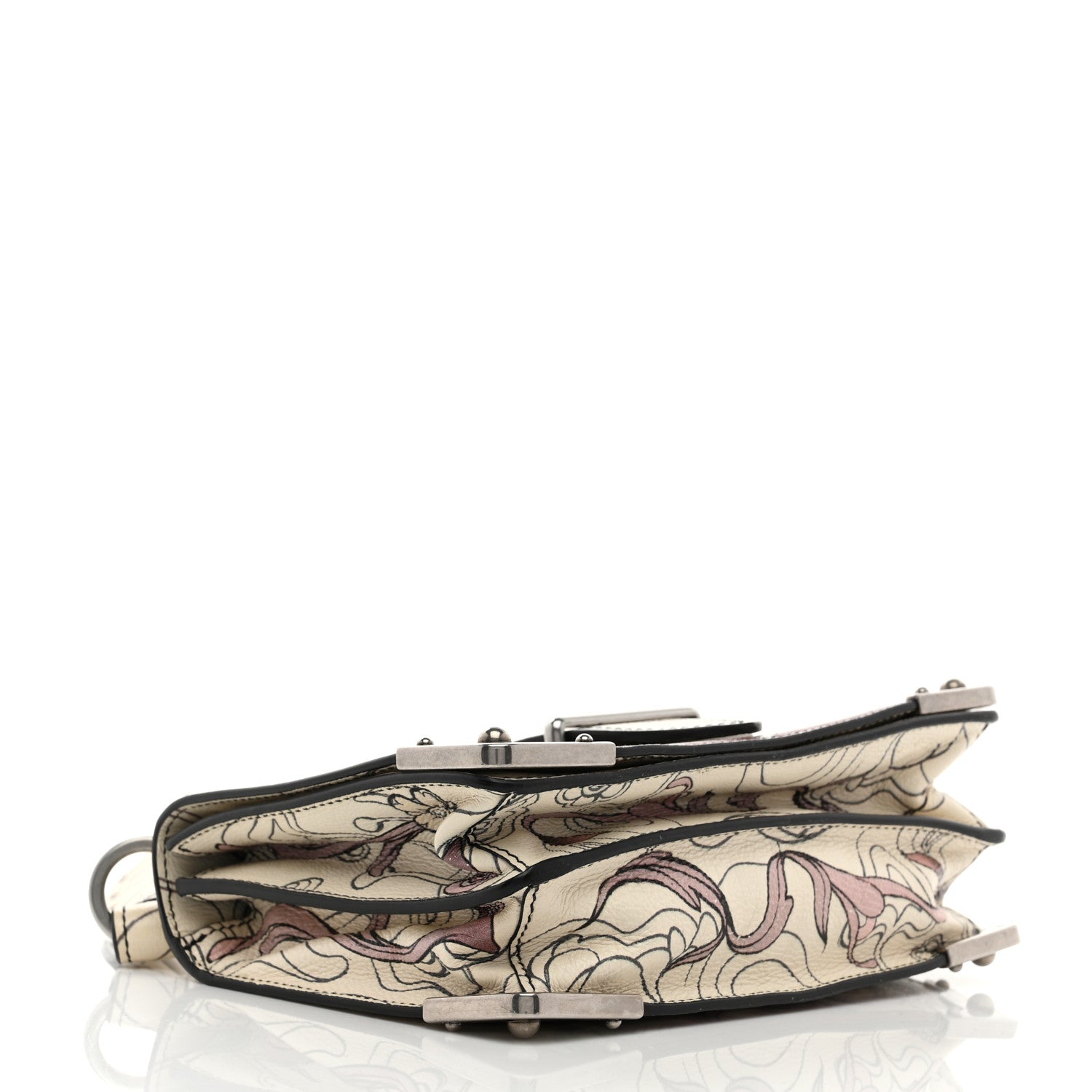 X JAMES JEAN Glace Calfskin Rabbit Print Cahier Bag Opaline