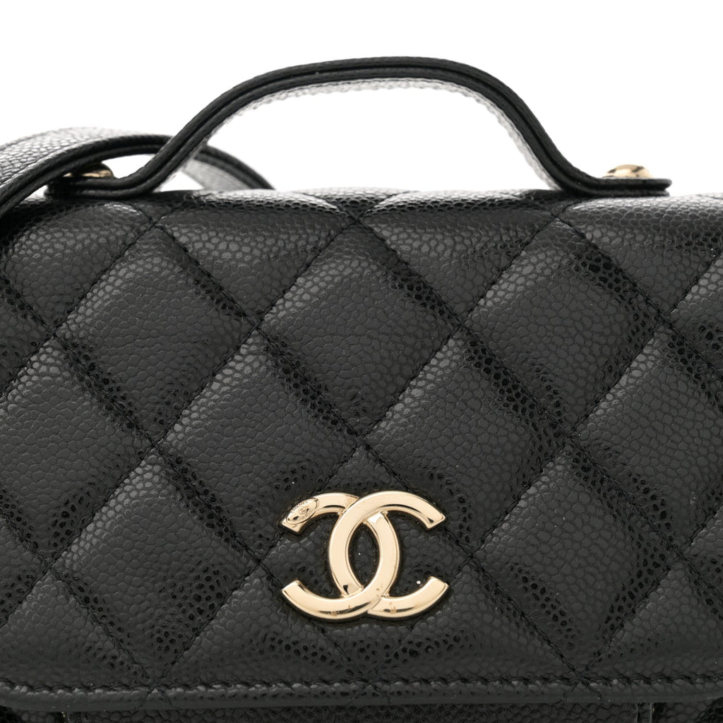 Caviar Quilted Business Affinity Clutch With Chain Black