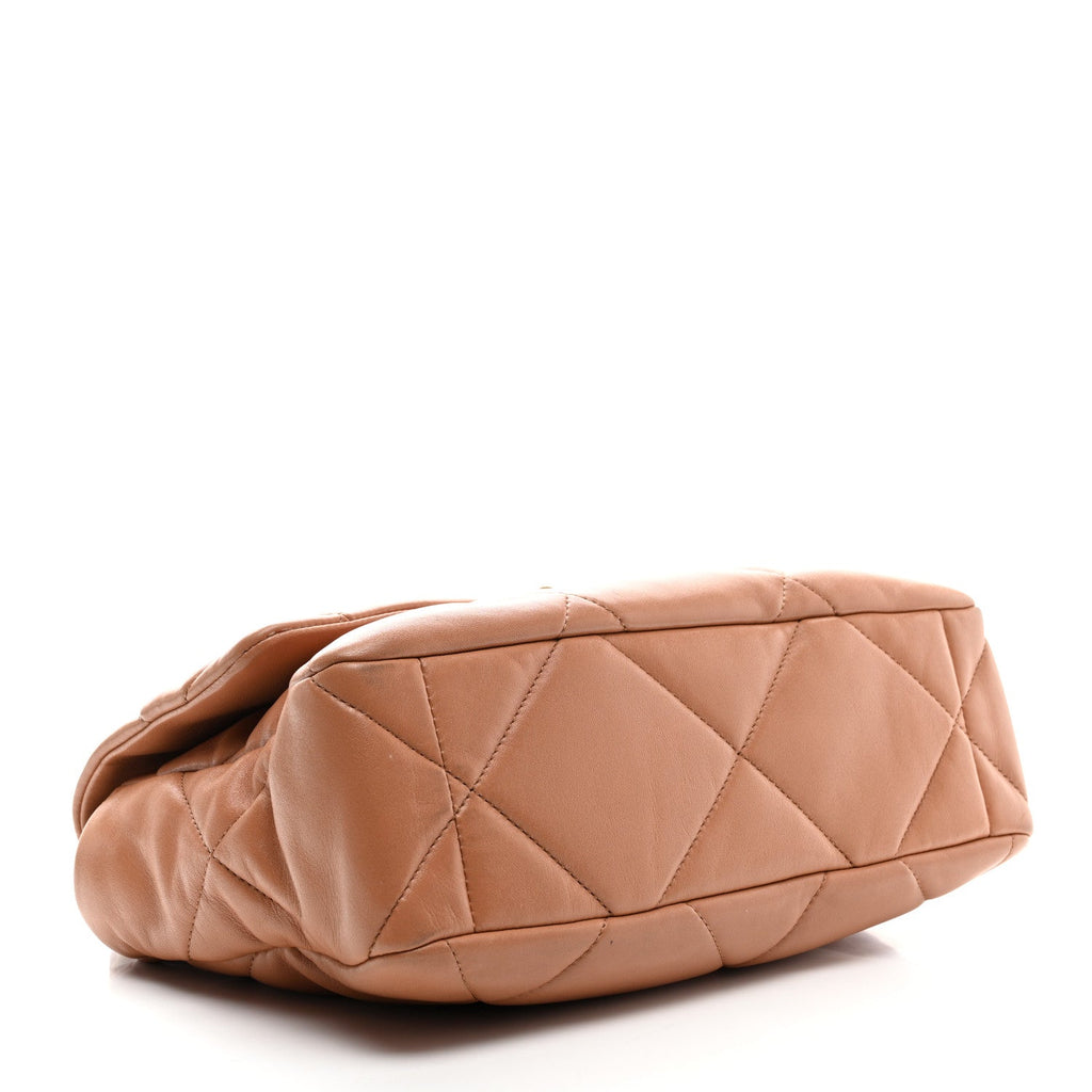 Lambskin Quilted Large Chanel 19 Flap Brown