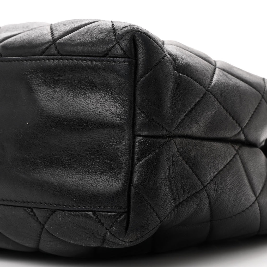 Lambskin Quilted Medium New Bubble North South Tote Black