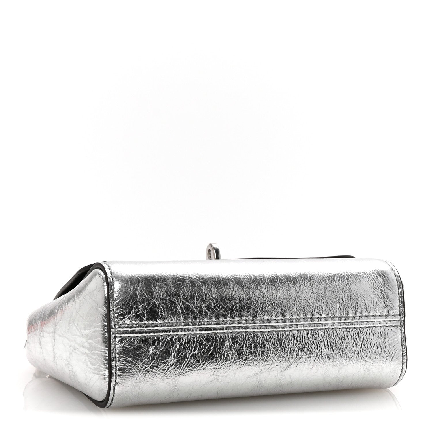 Metallic Crinkled Calfskin Mini Lily Silver