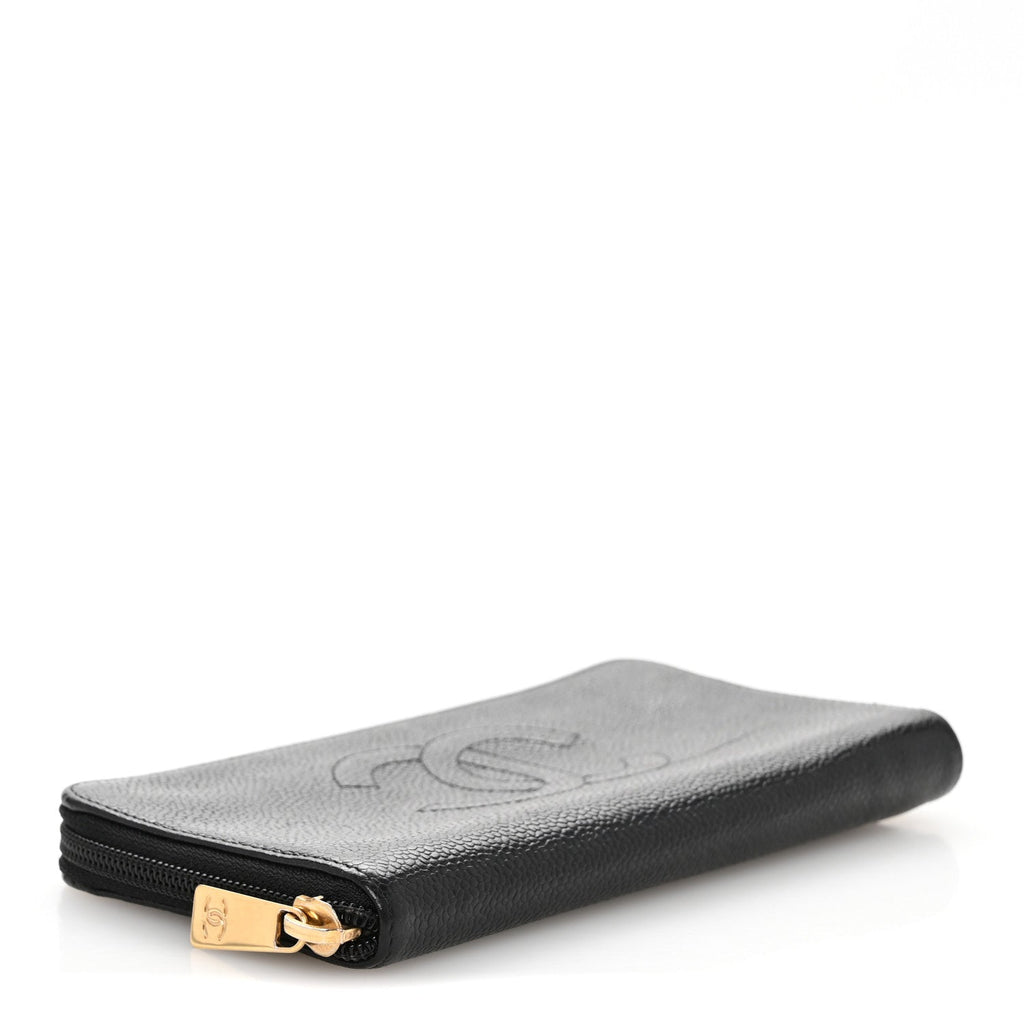 Caviar Large Timeless CC Zip Around Wallet Black