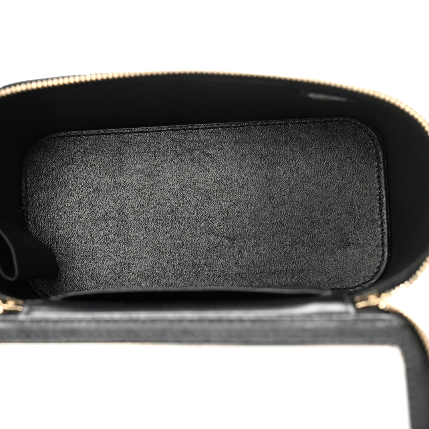 Lambskin Quilted Metal Small Top Handle Vanity Case With Chain Black