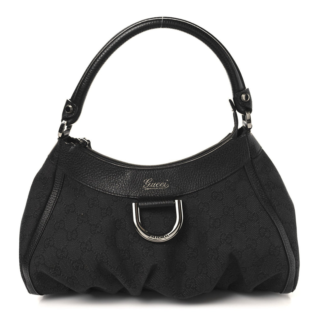 Monogram Medium D Gold Ring Hobo Black
