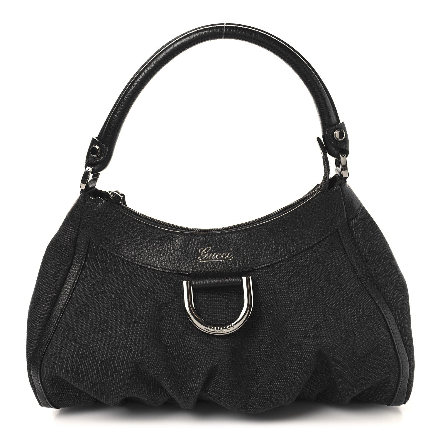 Monogram Medium D Gold Ring Hobo Black