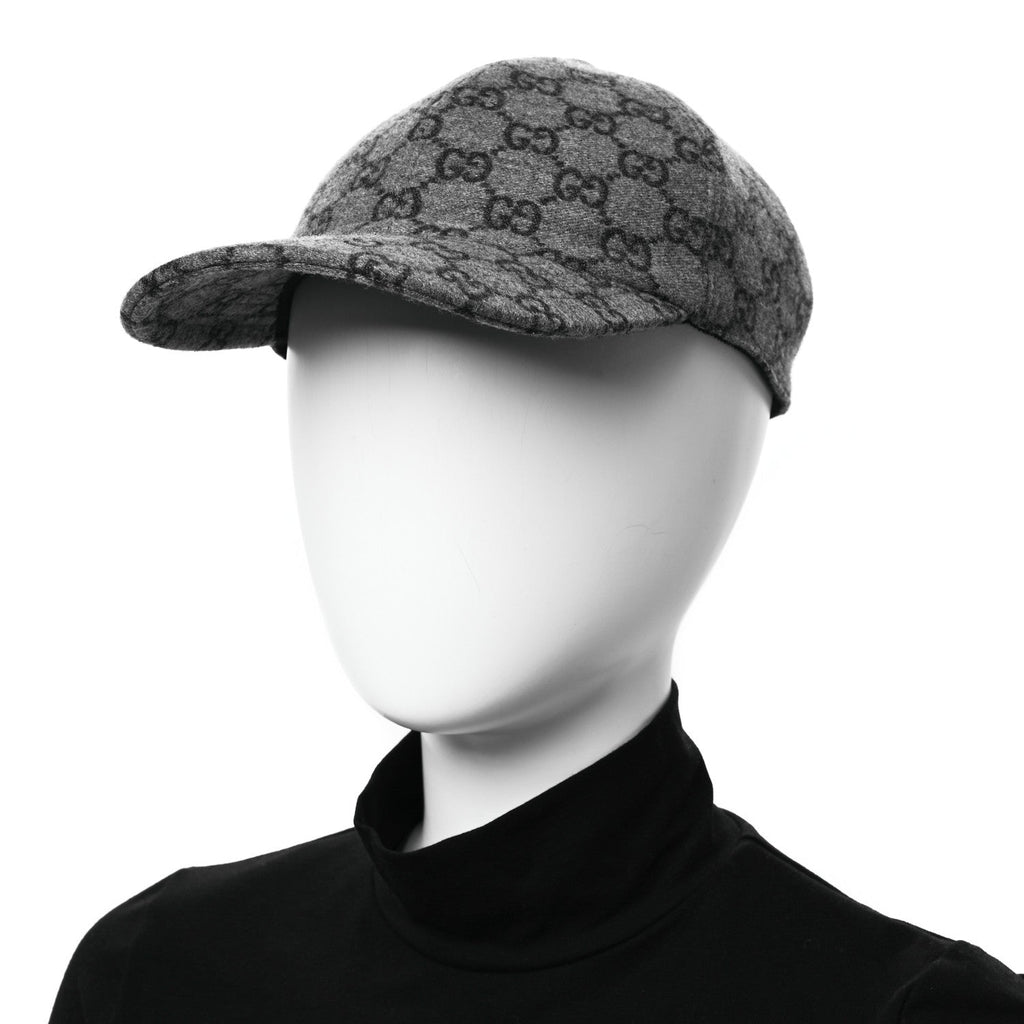 Covered Wool GG Monogram Baseball Hat XXL Grey Dark Grey Black