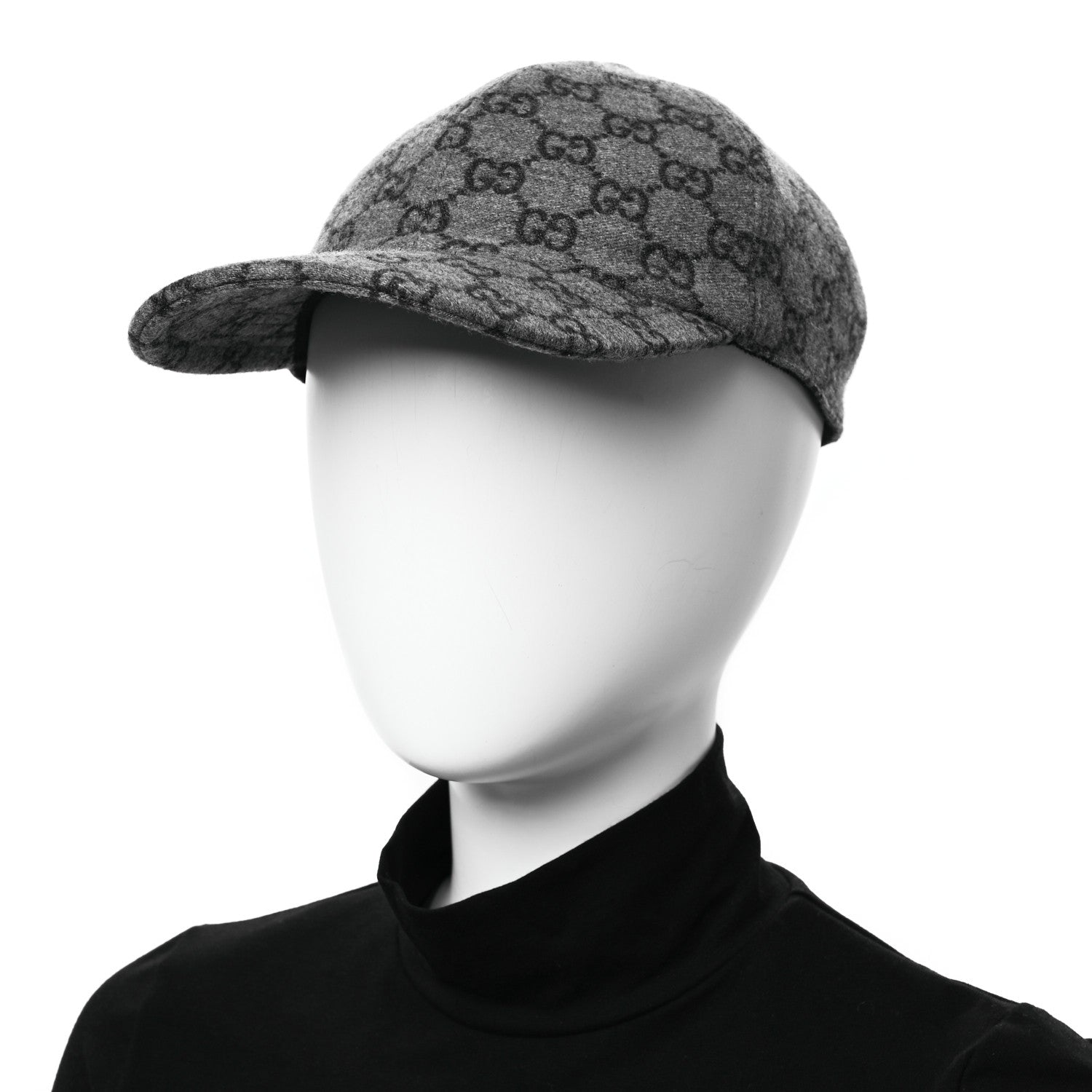 Covered Wool GG Monogram Baseball Hat XXL Grey Dark Grey Black