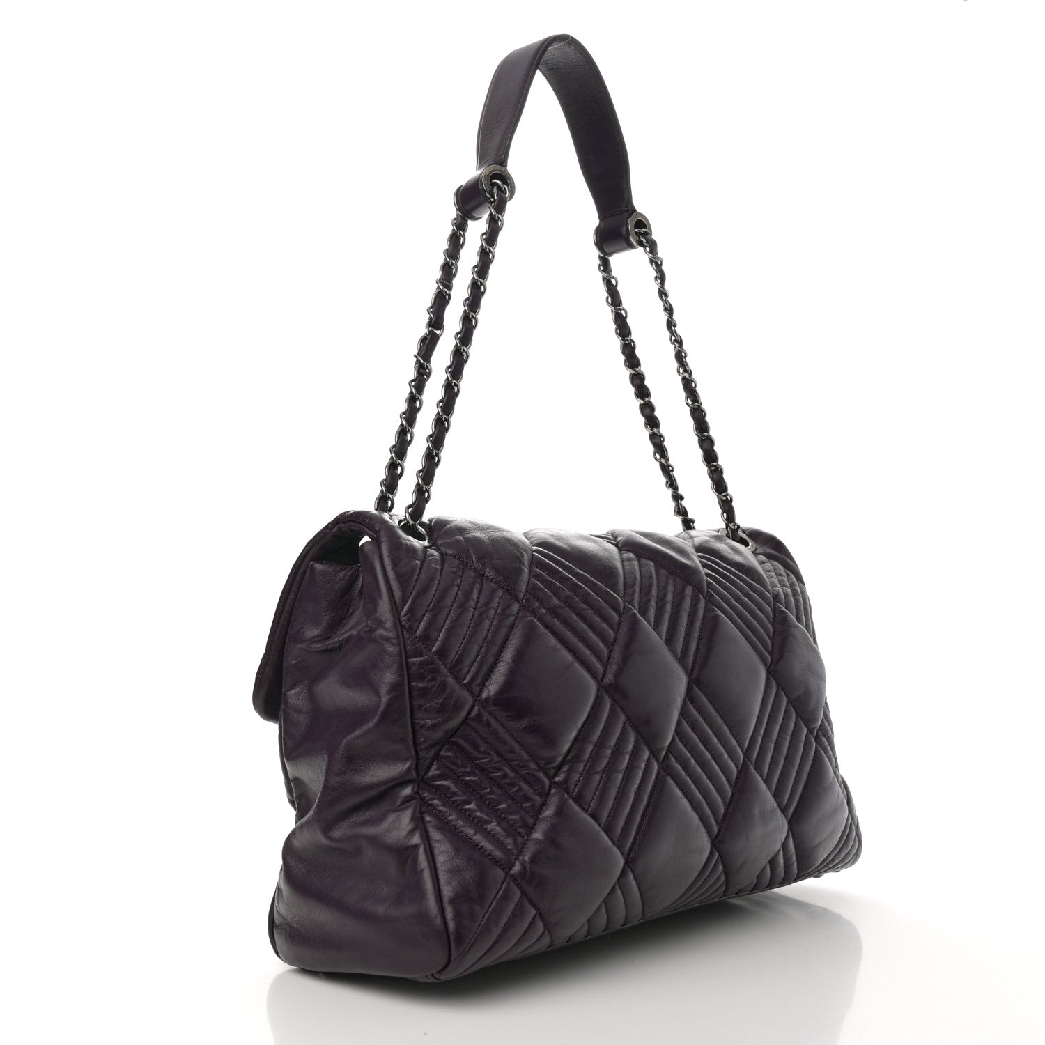 Lambskin In And Out XL Maxi Flap Dark Purple
