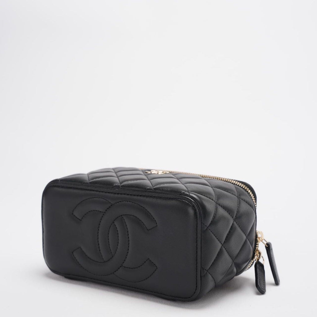Chanel Vanity Case Bag Black Quilted Lambskin Bag with Gold Hardware 2021