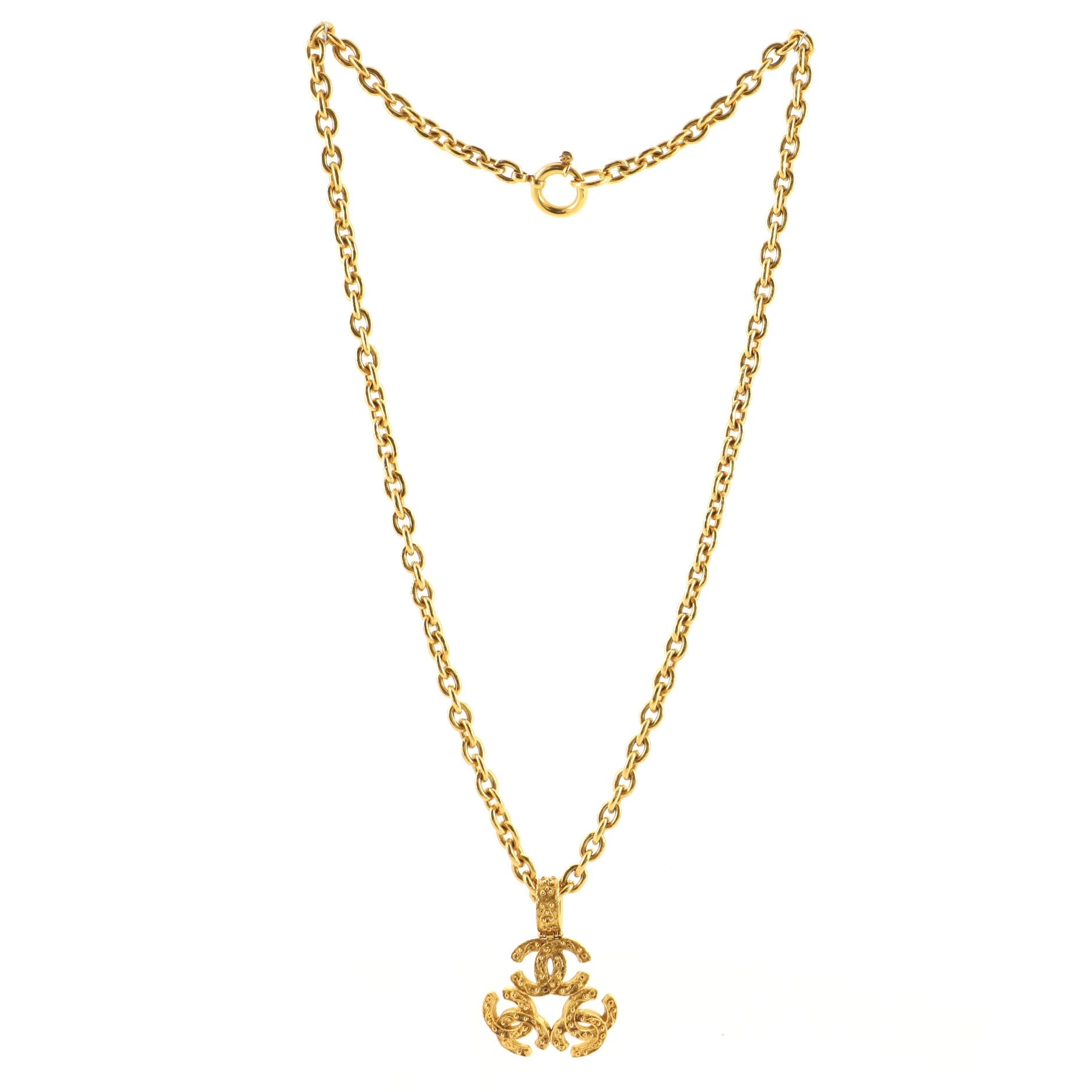 Vintage Triple CC Chain Necklace Metal