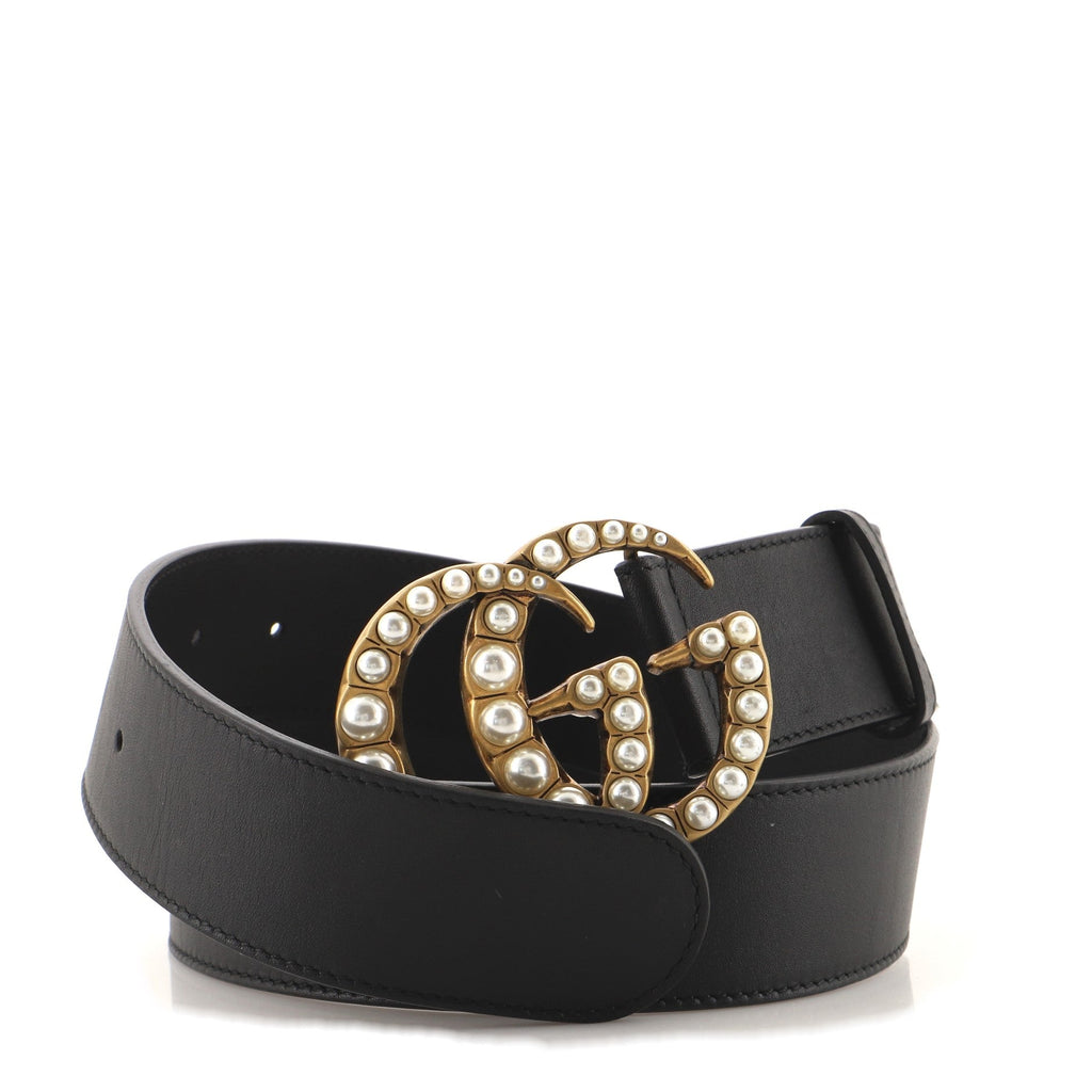 Pearly GG Marmont Belt Leather Wide 85