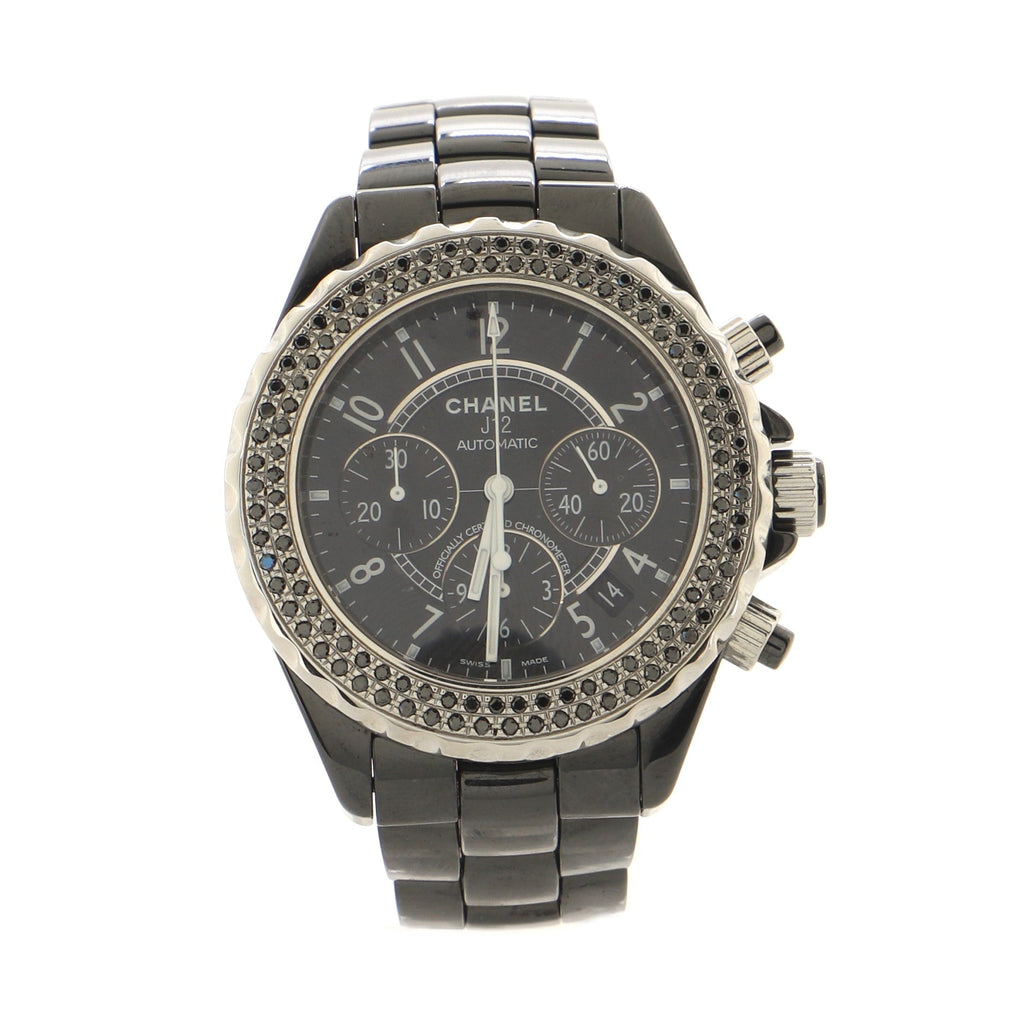 J12 Chronograph Automatic Watch Ceramic and Stainless Steel with Diamond Bezel 41