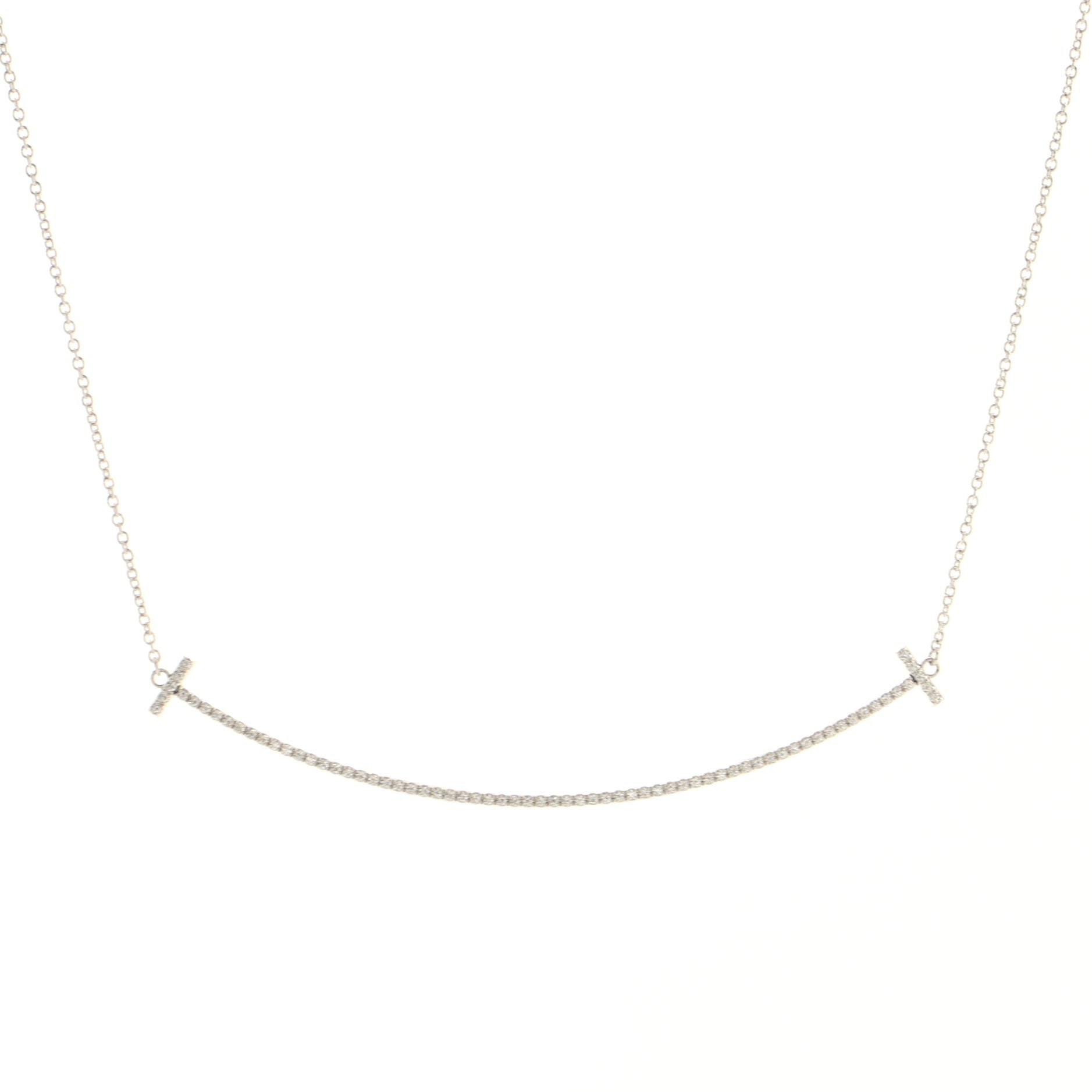 T Smile Pendant Necklace 18K White Gold with Diamonds Large