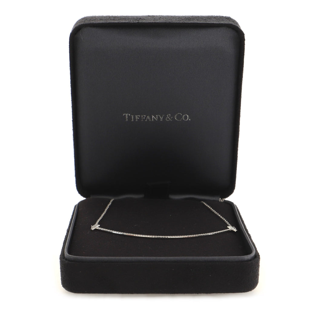 T Smile Pendant Necklace 18K White Gold with Diamonds Large