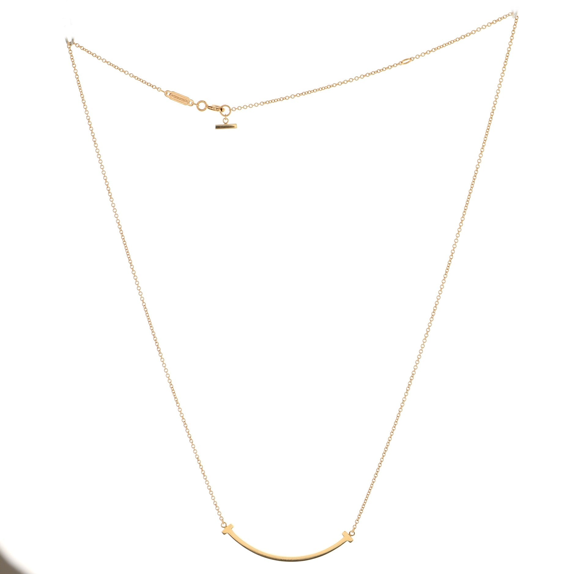 T Smile Pendant Necklace 18K Rose Gold Small