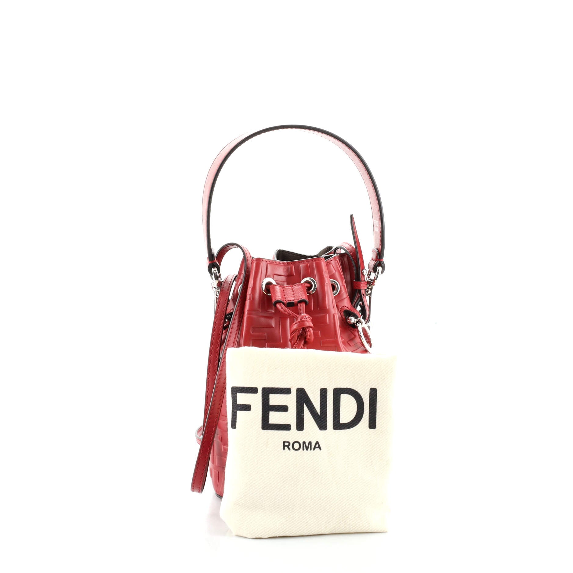 Mon Tresor Bucket Bag Zucca Embossed Leather Mini