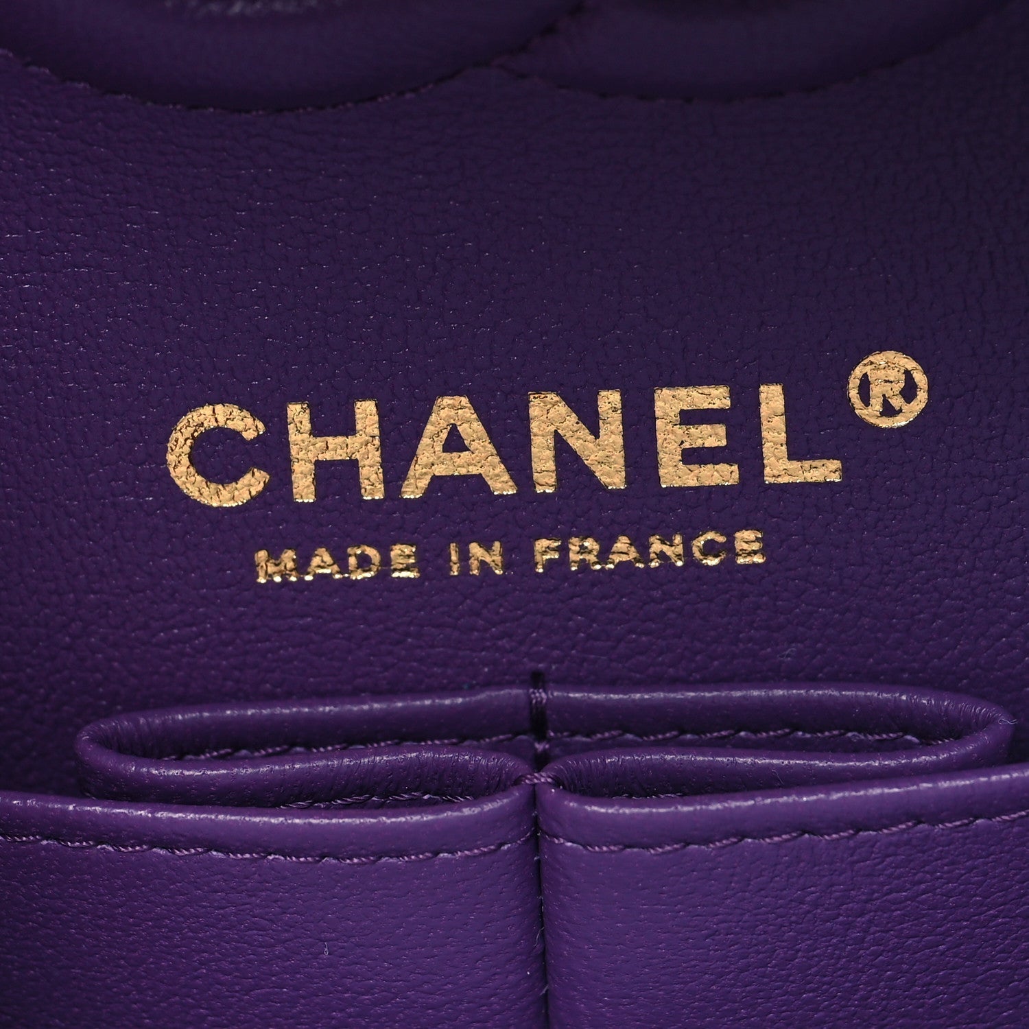 Caviar Quilted Small Double Flap Purple