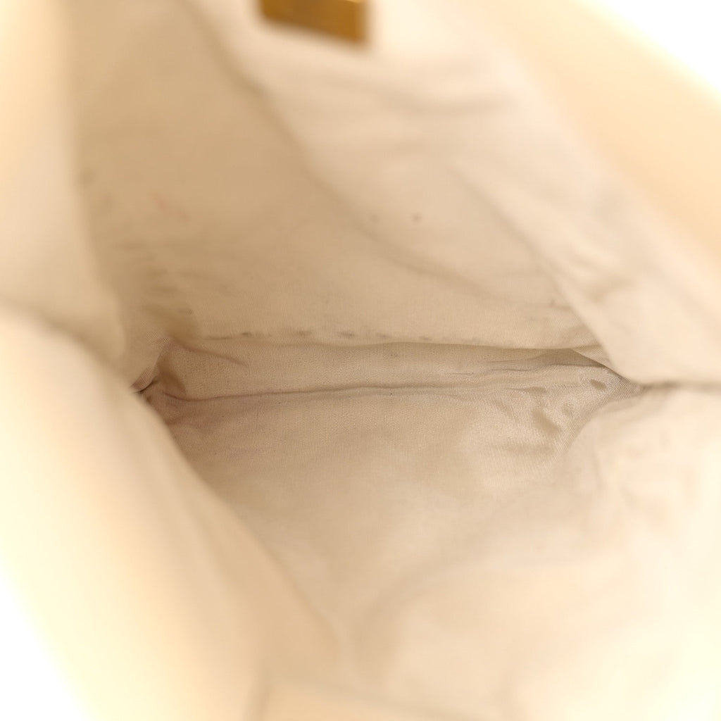 Calfskin Quilted Fringe Small Shopping Bag White