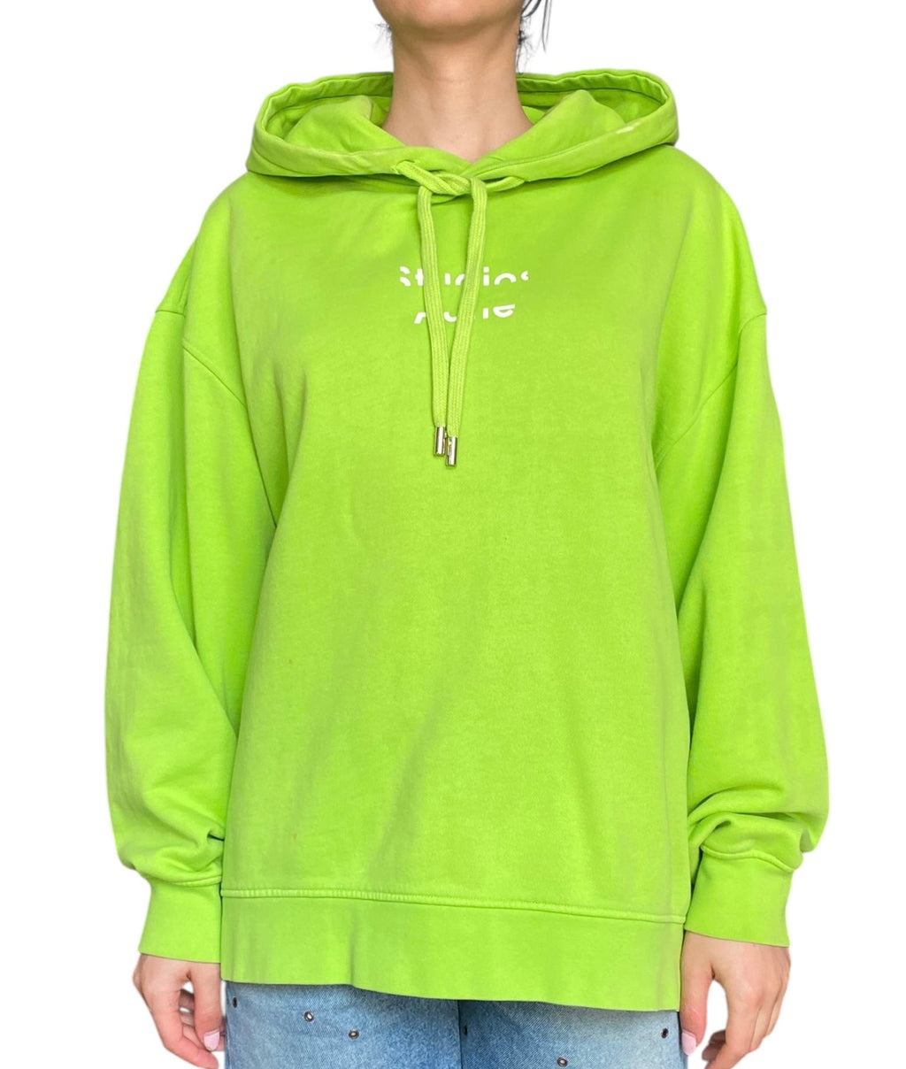 Acne Studios Lime Green Oversized Logo Hoodie - XS