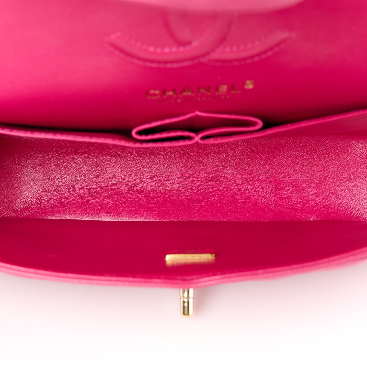 Caviar Quilted Small Double Flap Fuchsia