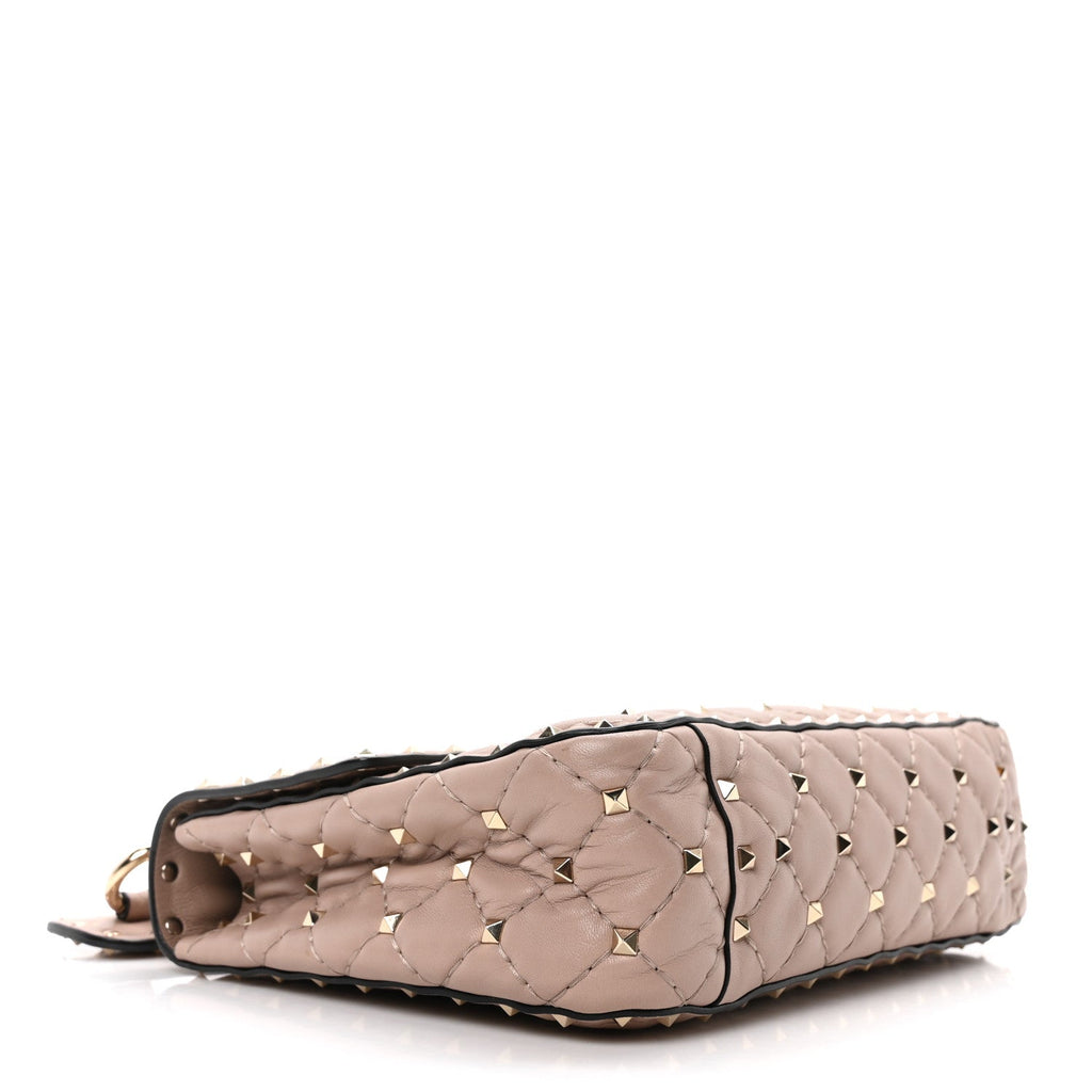 Lambskin Medium Rockstud Spike Shoulder Bag Poudre