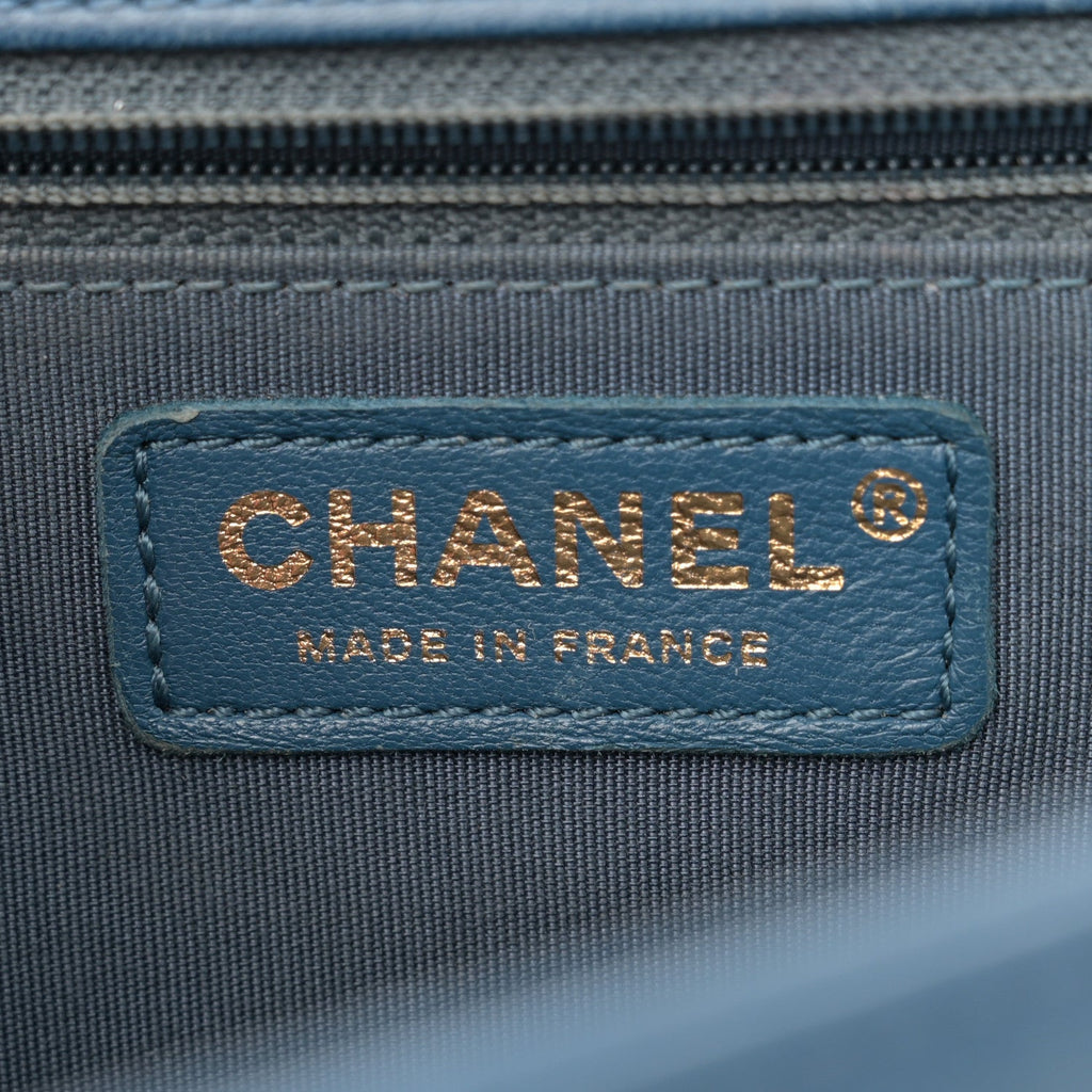 Lambskin Quilted New Medium Boy Flap Dark Blue