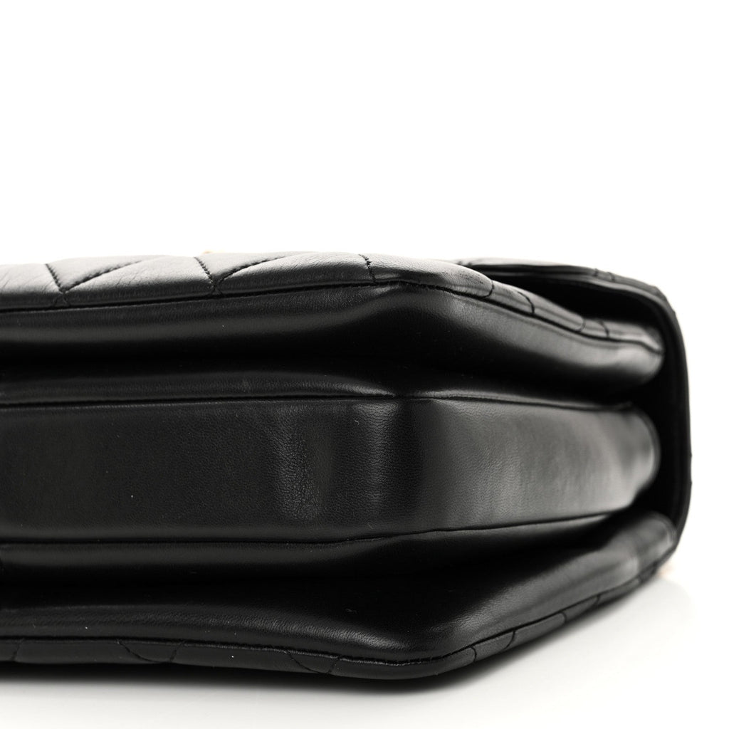 Lambskin Quilted Small Trendy CC Dual Handle Flap Bag Black