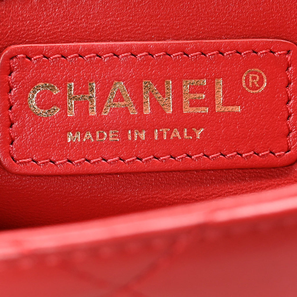 Lambskin Quilted Easy Carry Flap Red
