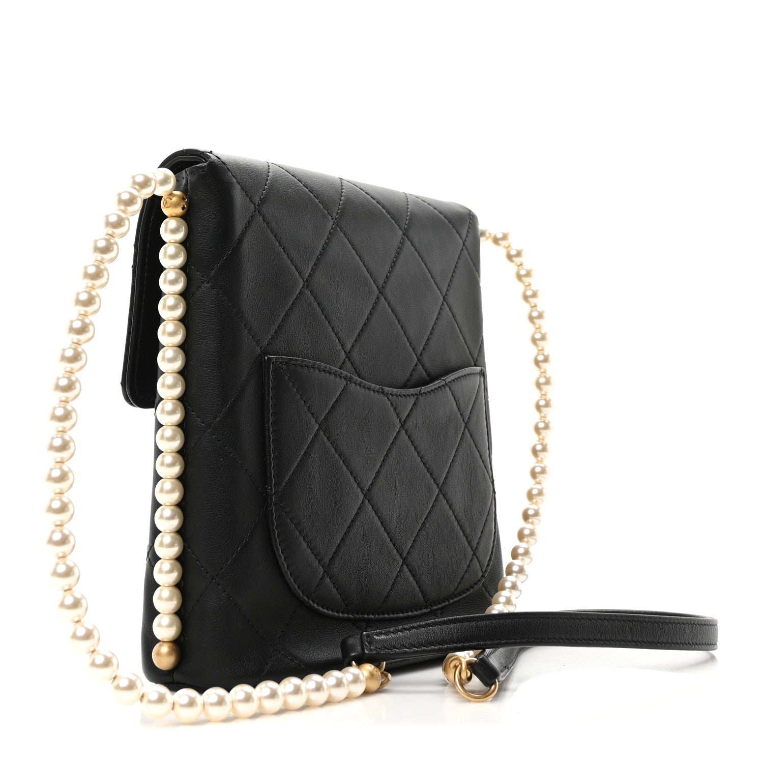 Calfskin Quilted Pearl Small About Pearls Hobo Bag Black