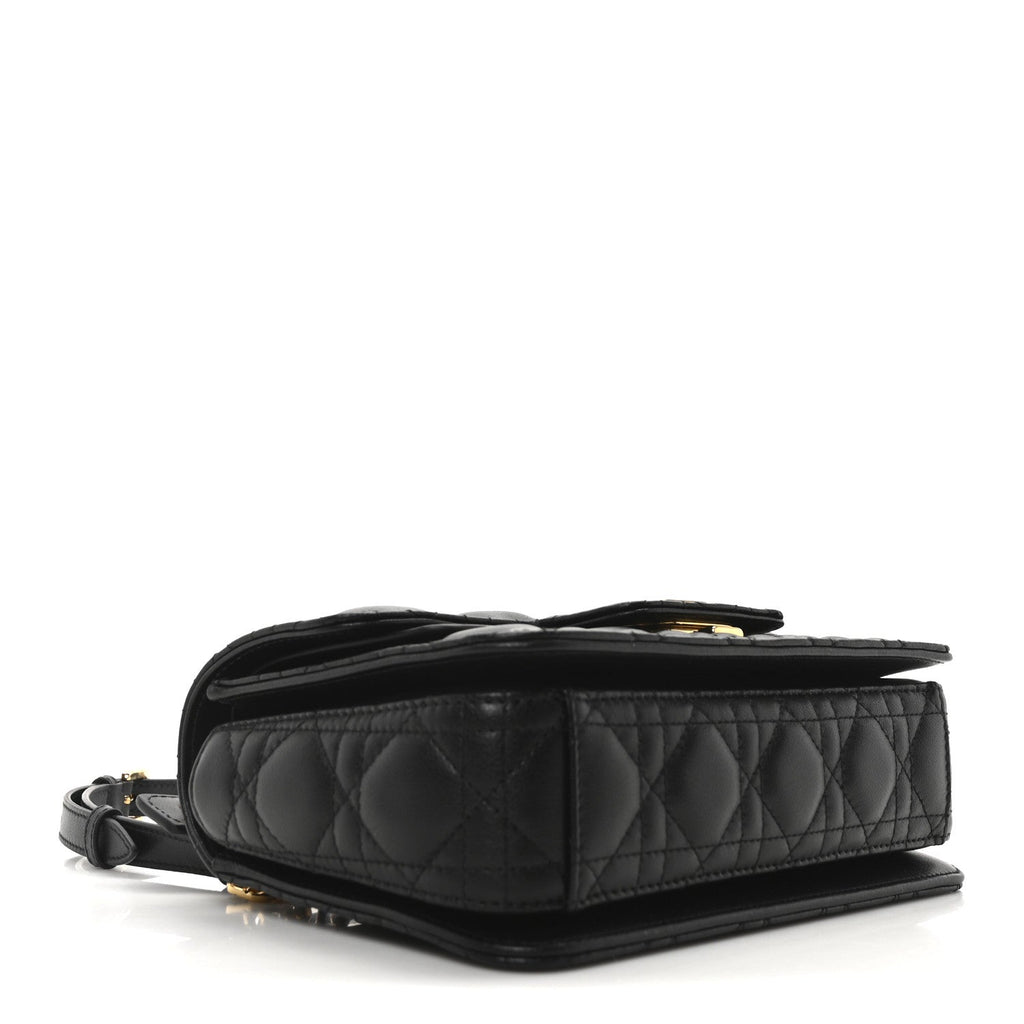Calfskin Cannage Small Dior Jolie Top Handle Black