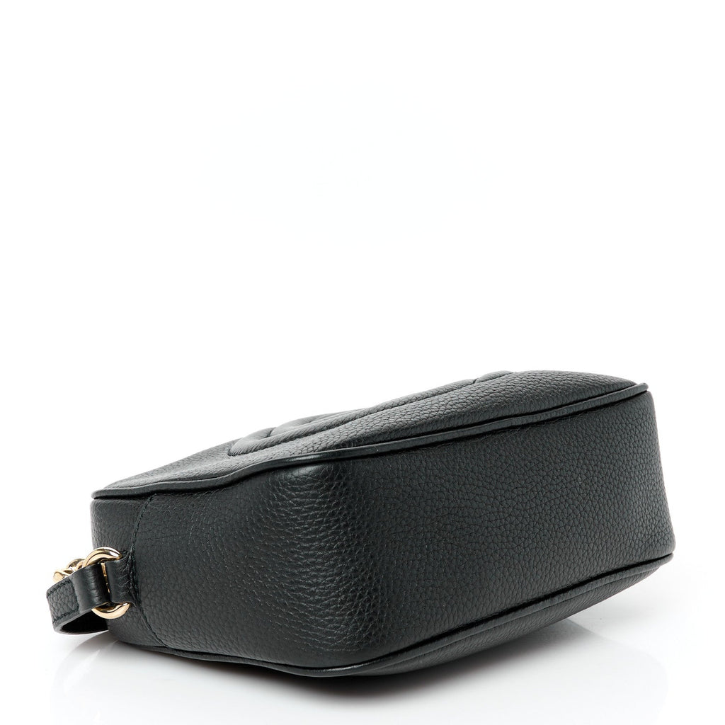 Pebbled Calfskin Small Soho Disco Bag Black