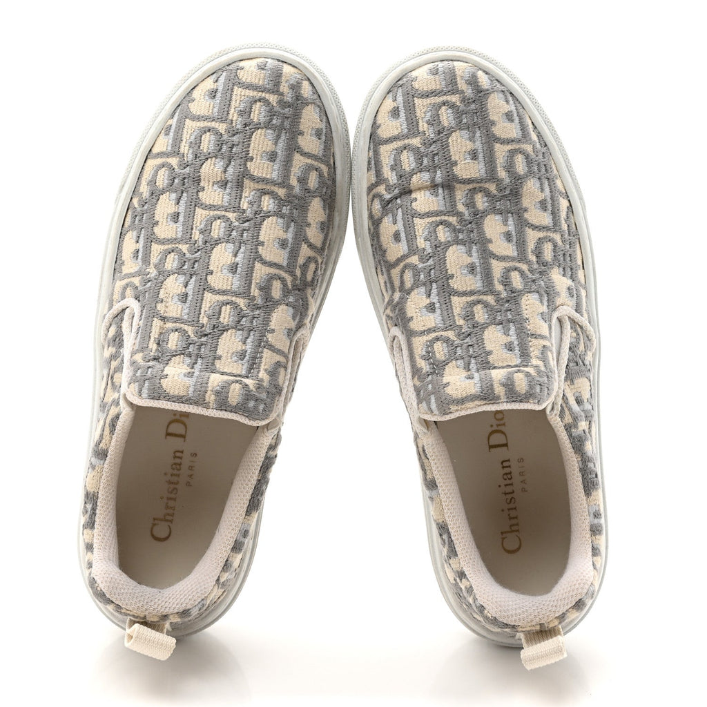 Canvas Oblique Embroidered Womens Solar Slip On Sneakers 35.5 Grey Stone