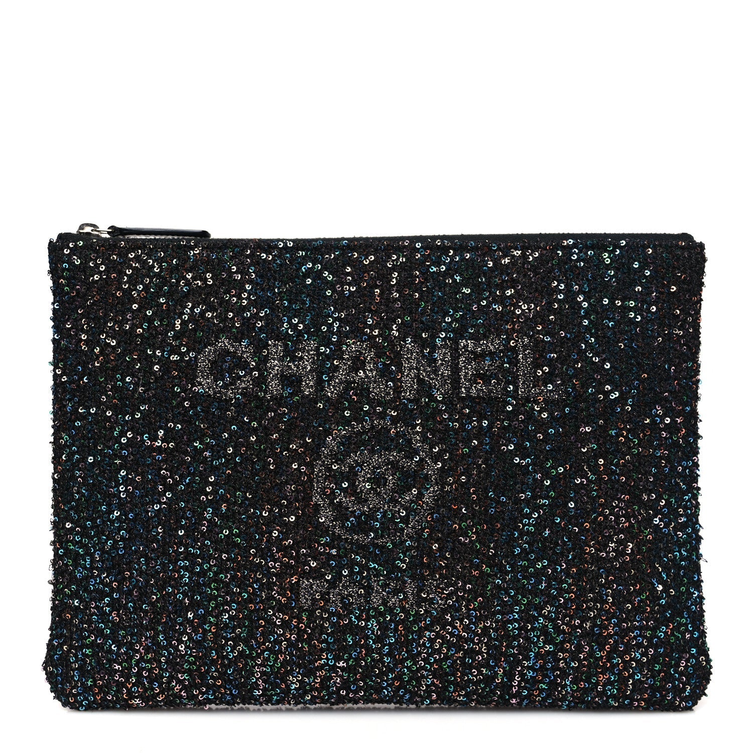 Canvas Sequin Medium Deauville Cosmetic Pouch Black
