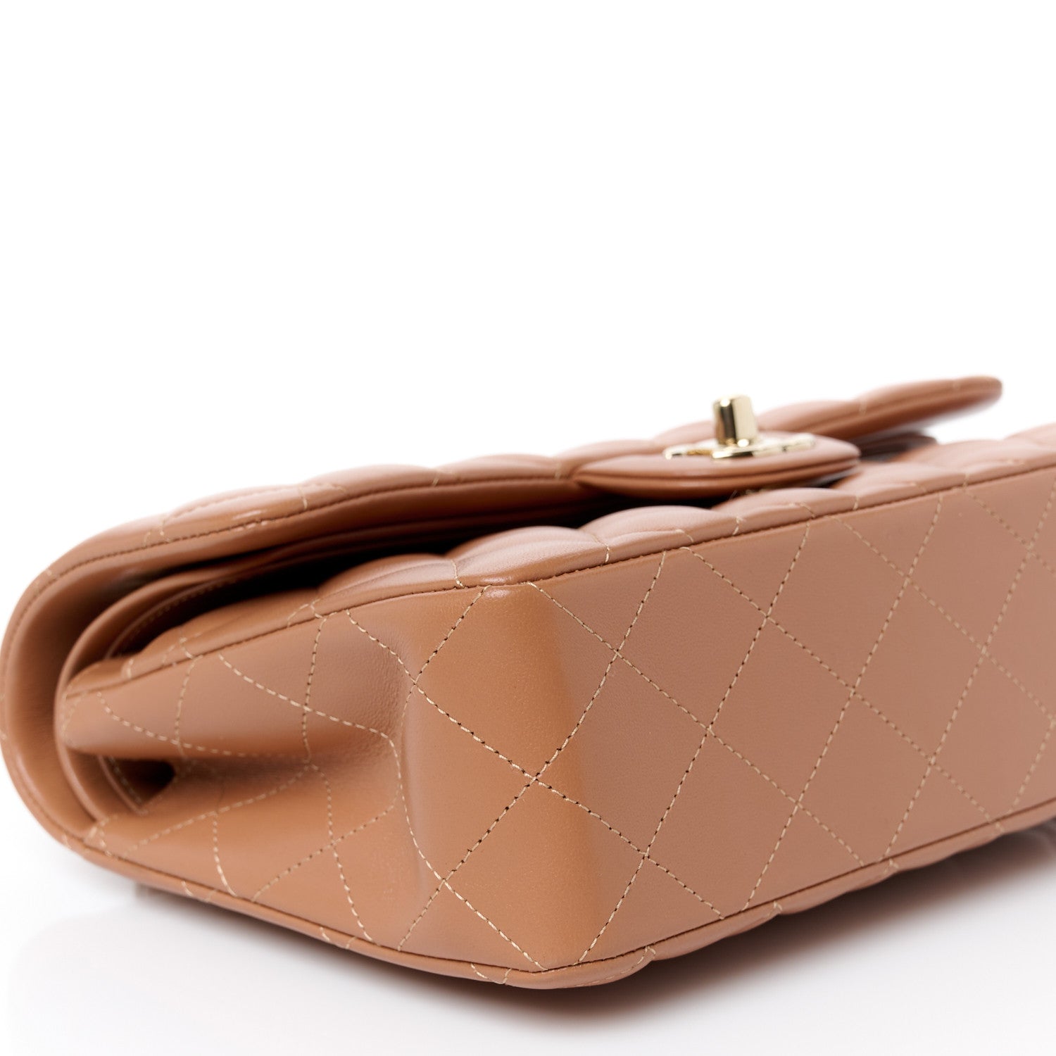Lambskin Quilted Small Double Flap Brown