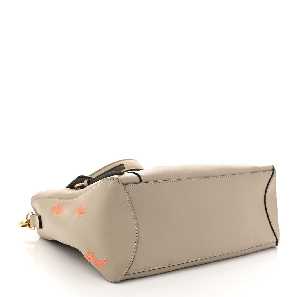 Smooth Calfskin Little Horses Embroidered Small Faye Day Shoulder Bag Pastel Grey