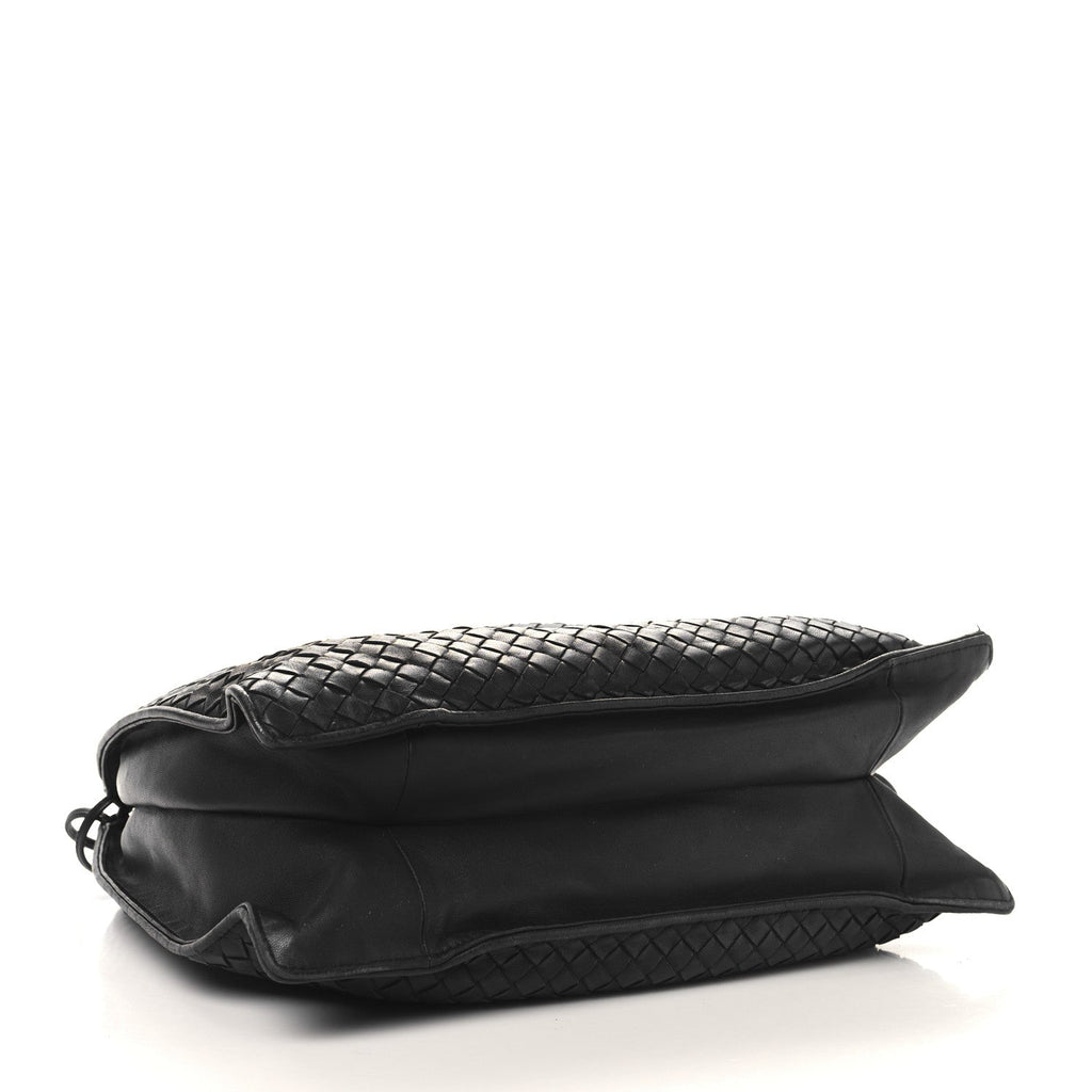 Nappa Intrecciato Medium Drawstring Tassel Tote Black