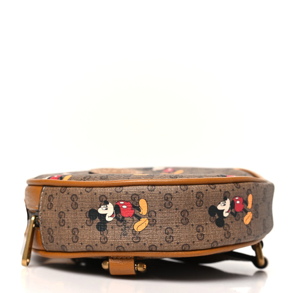 X DISNEY Mini Vintage GG Supreme Monogram Mickey Mouse Round Backpack Beige Vintage Sun Oil