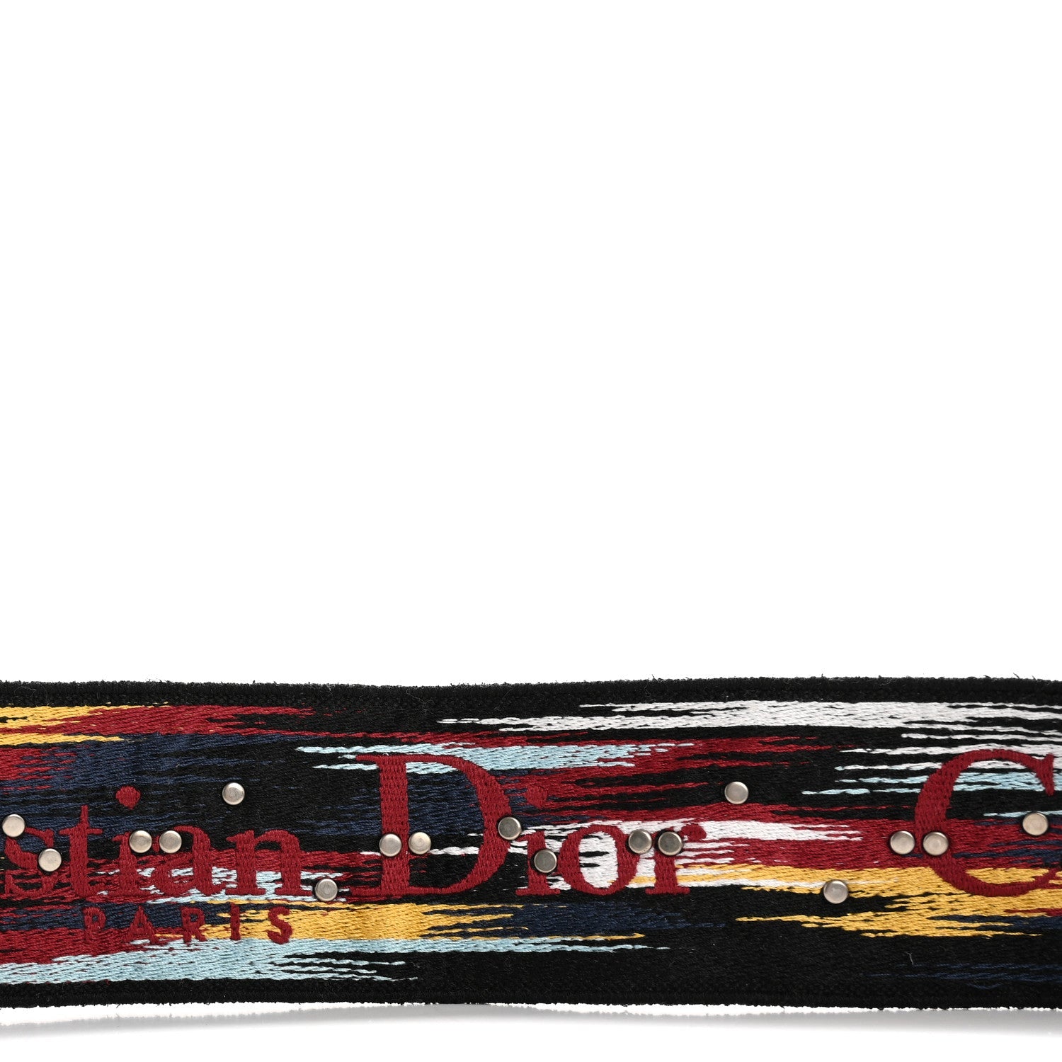 Canvas Embroidered Studded Shoulder Strap Black Multicolor