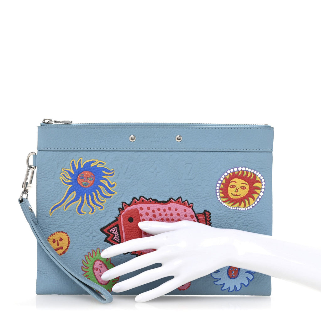 LV x YK Taurillon Pochette To Go Clutch Blue