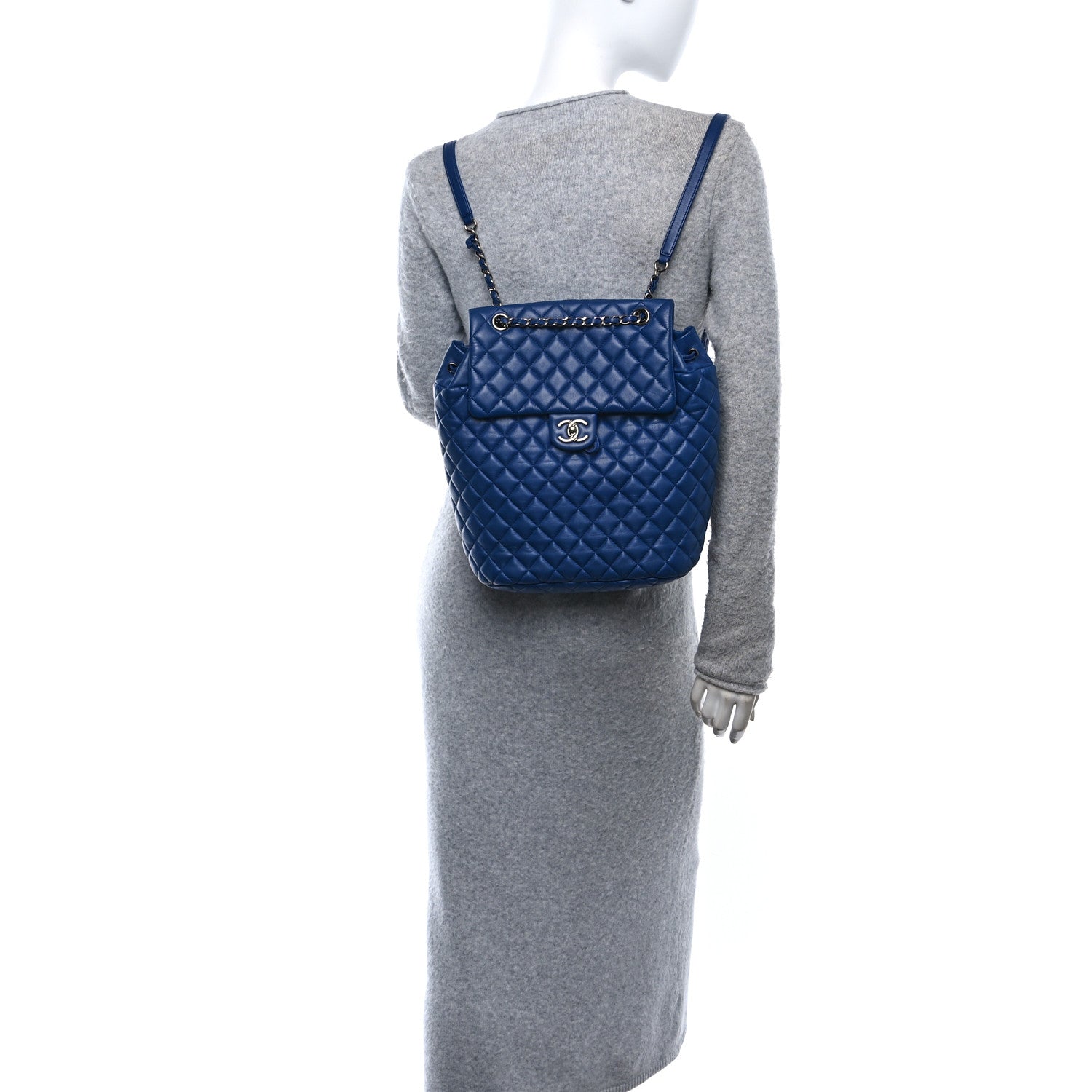Lambskin Quilted Large Urban Spirit Backpack Blue