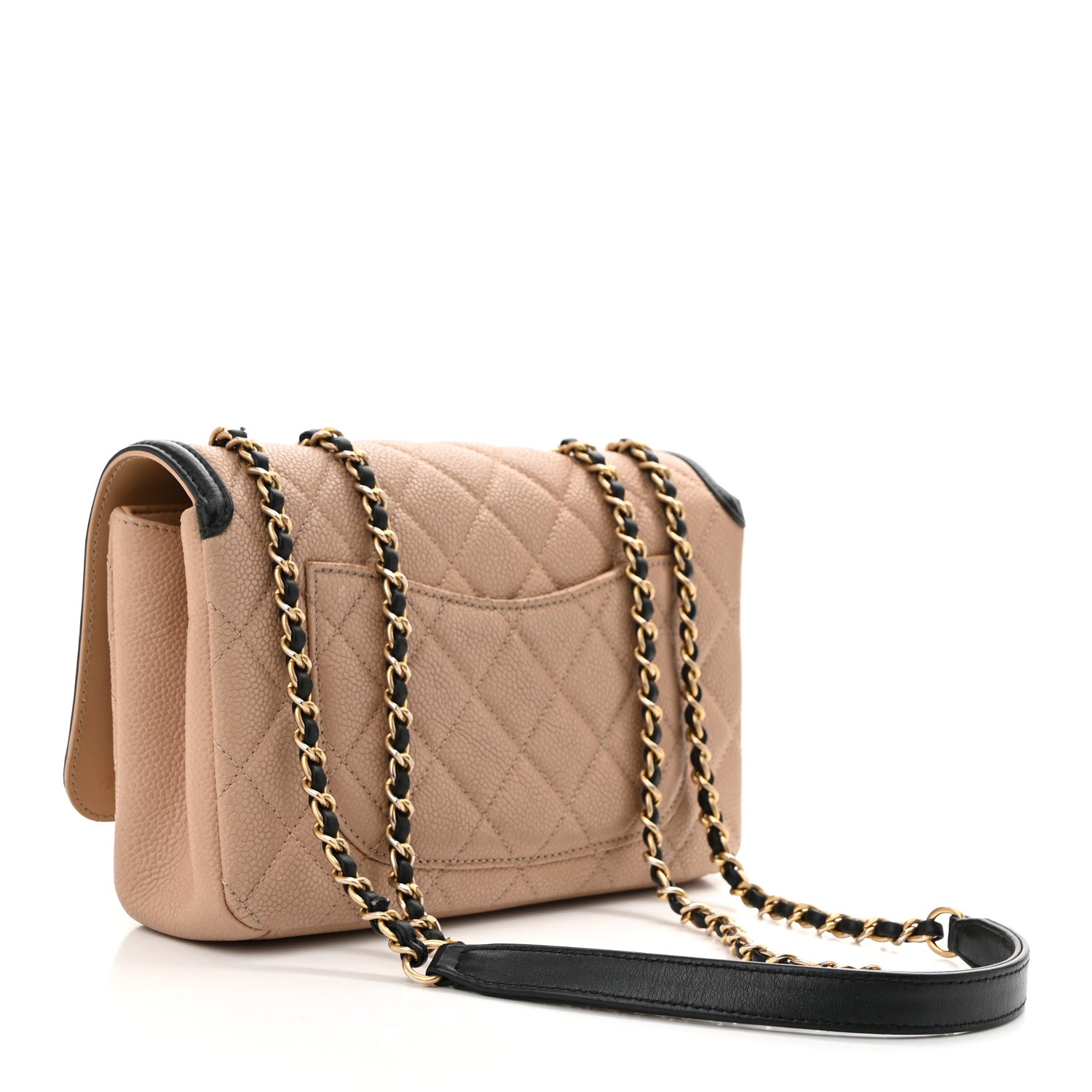 Caviar Quilted Small CC Filigree Flap Beige Black