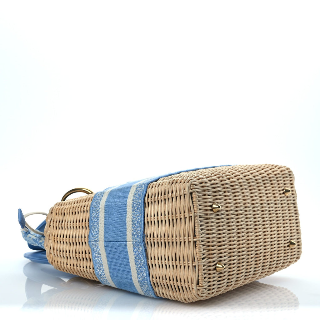 Wicker Oblique Medium Lady Dior Bag Cornflower Blue