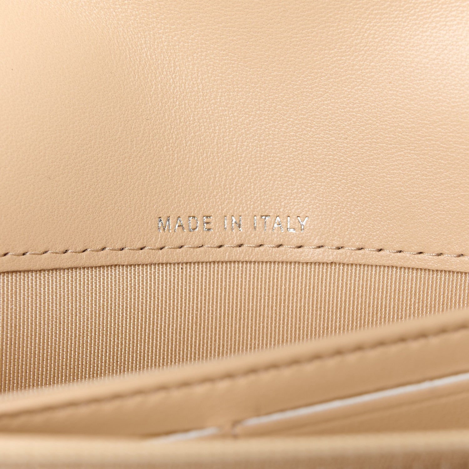 Lambskin Quilted CC Large Gusset Flap Wallet Beige