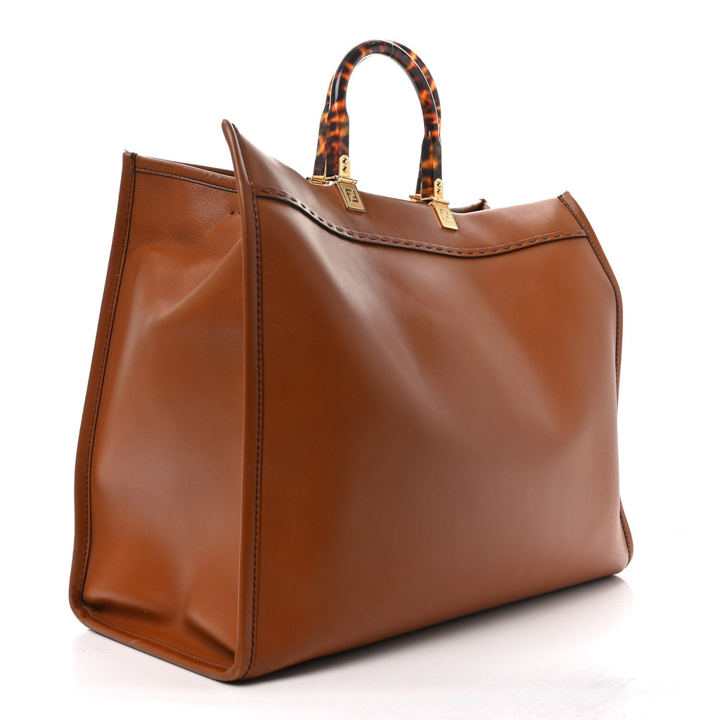 Vitello King Plexiglass Large Fendi Sunshine Shopper Tote Cuoio