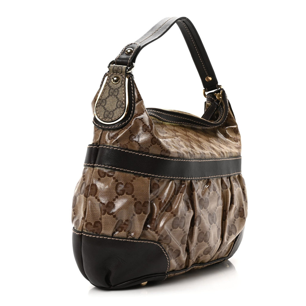 Crystal Monogram Mix Hobo Dark Brown