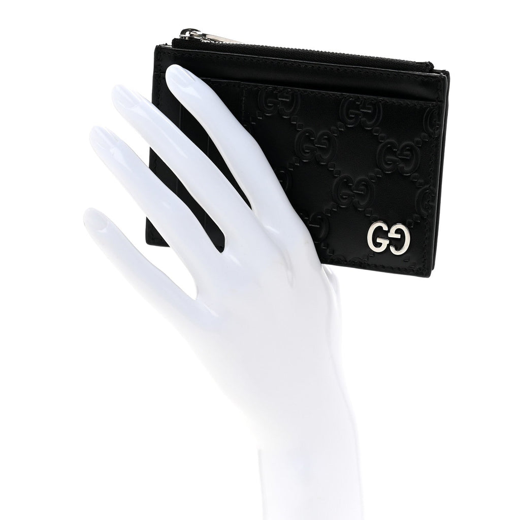 Guccissima Signature Coin Case  Holder Black