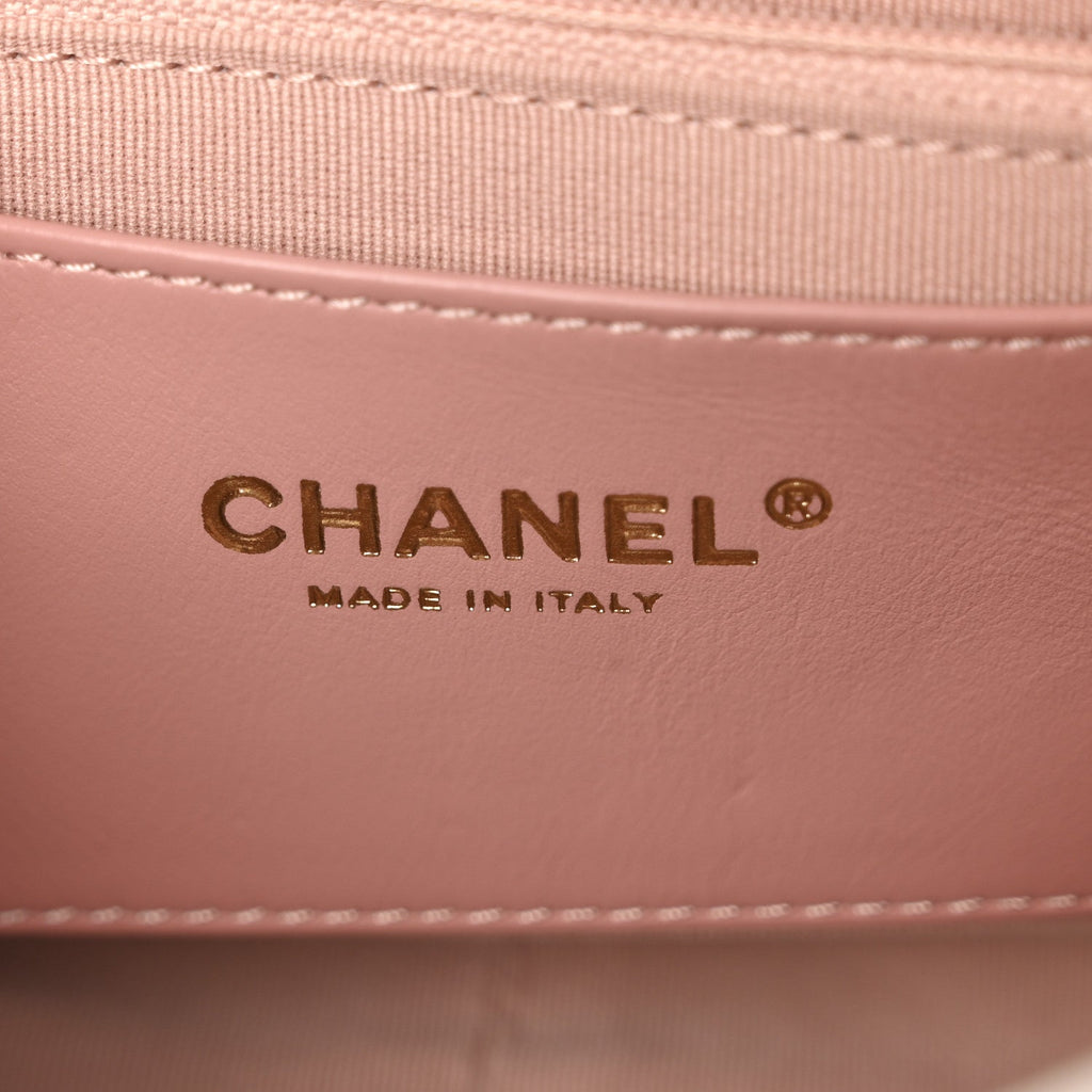 Lambskin Quilted Small Enamel Logo Chain Flap White