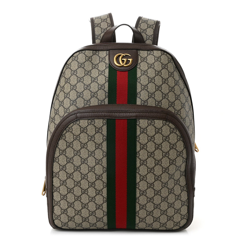 GG Supreme Monogram Medium Ophidia Day Backpack Brown